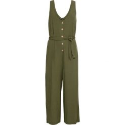 Kombinezon z guzikami bonprix ciemny khaki. Zielone kombinezony damskie bonprix, bez wzorów, z dekoltem w serek, bez rękawów. Za 99,99 zł.