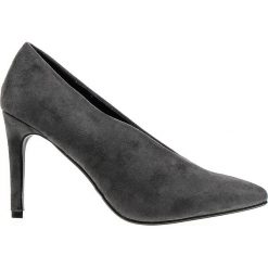 Zamszowe szpilki w szpic (38). Szare szpilki na co dzień, bez wzorów, z zamszu, eleganckie, bez obcasa, na szpilce, bez zapięcia. Za 69,00 zł.