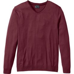 Swetry klasyczne męskie: Sweter z kaszmirem i dekoltem w serek, Regular Fit bonprix czerwony klonowy
