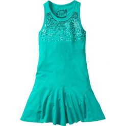 Sukienka z cekinami bonprix szmaragdowy. Zielone sukienki dziewczęce bonprix, bez wzorów, bez rękawów. Za 44,99 zł.