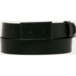 Armani Exchange - Pasek skórzany. Czarne paski męskie Armani Exchange, w paski, ze skóry. Za 379,90 zł.