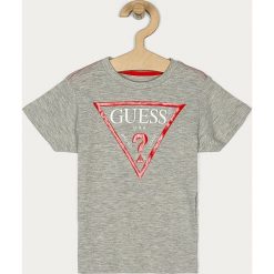Guess Jeans - T-shirt dziecięcy 92-116 cm. Szare t-shirty chłopięce Guess Jeans, z nadrukiem, z bawełny, bez rękawów. Za 79,90 zł.