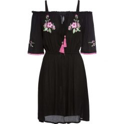 Sukienka z haftem bonprix czarny. Czarne sukienki damskie bonprix, na lato, z haftami, bez kołnierzyka, bez rękawów. Za 109,99 zł.
