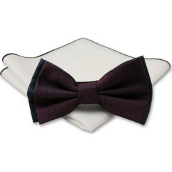 Stylowa mucha z poszetką - Chattier, Męska - Bordo w Geometryczny Wzór MUCH0363. Czerwone muszki męskie Chattier, na imprezę, w paski, eleganckie. Za 44,00 zł.