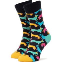 Skarpety Wysokie Unisex HAPPY SOCKS - CAD01-6500 Czarny Kolorowy. Czarne skarpetki damskie Happy Socks, bez wzorów, z elastanu. Za 39,90 zł.
