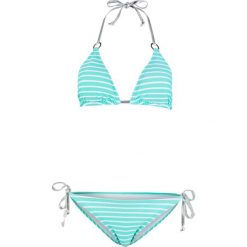Bikini z trójkątnymi miseczkami (2 części) bonprix turkusowo-biało-srebrny. Niebieskie stroje kąpielowe damskie bonprix, bez wzorów. Za 74,99 zł.
