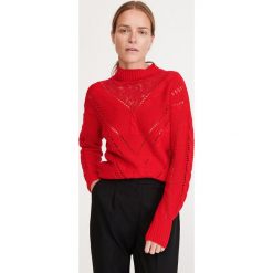 Sweter z koronkową wstawką - Czerwony. Czerwone swetry damskie Reserved, s, bez wzorów, z koronki, bez rękawów, bez kaptura. Za 119,99 zł.