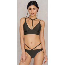 Stroje kąpielowe damskie: Rare London Dół bikini z paskami – Brown,Green