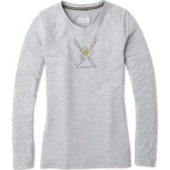 SMARTWOOL Bluzka W Merino Sport 150 Powder Flower Ls Tee Light Gray Heather S. Szare koszulki damskie termoaktywne Smartwool, s, bez wzorów, z wełny, bez kołnierzyka, z długim rękawem, długie, bez kaptura, outdoorowe. Za 269,00 zł.