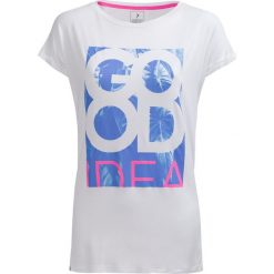T-shirt damski TSD613 - biały - Outhorn. Białe koszulki damskie Outhorn, z nadrukiem, z poliesteru. W wyprzedaży za 29,99 zł.