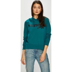 Wrangler - Bluza. Żółte bluzy damskie marki Wrangler, s, z nadrukiem, z bawełny, bez rękawów, z kapturem. Za 219,90 zł.