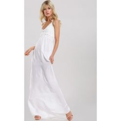 Biała Sukienka Dancemaker. Białe sukienki damskie Renee, s, w ażurowe wzory, boho, maxi, rozkloszowane. Za 119,99 zł.