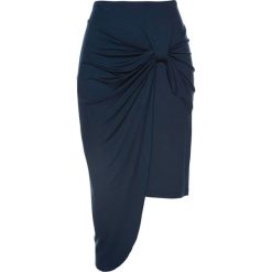Spódnica z dżerseju bonprix ciemnoniebieski. Niebieskie spódniczki damskie bonprix, bez wzorów, z elastanu, kopertowe. Za 42,99 zł.