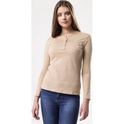 Beżowa Bluzka Always You. Brązowe bluzki damskie Born2be, xl, bez wzorów, z okrągłym kołnierzem, z długim rękawem. Za 29,99 zł.
