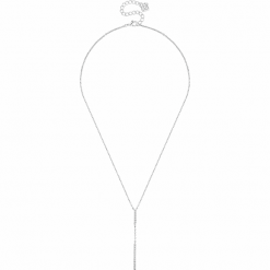 Pozłacany naszyjnik z kryształami - (D)38,5 cm. Szare naszyjniki damskie z kryształem, złote. W wyprzedaży za 79,95 zł.