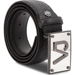 Pasek Męski VERSACE JEANS - D8YSBF07 70872 899. Czarne paski męskie marki Versace Jeans, w paski, z jeansu. W wyprzedaży za 379,00 zł.