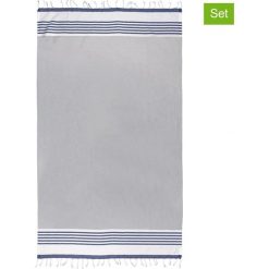 Chusty damskie: Chusty hammam (2 szt.) „Mist” w kolorze biało-granatowym
