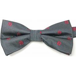Popielata Męska Mucha - VERNON - w Czerwoną Koniczynkę MUVRN0060. Czerwone muszki męskie Vernon, w paski, eleganckie. Za 29,00 zł.