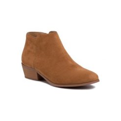 DeeZee WS300703-01 Camel. Brązowe botki damskie DeeZee, z materiału, bez obcasa, bez zapięcia. Za 119,99 zł.