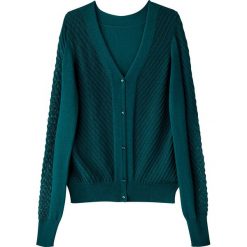 Rozpinany sweter z fantazyjnej dzianiny. Białe kardigany damskie marki MADEMOISELLE R, l, z bawełny. Za 141,08 zł.