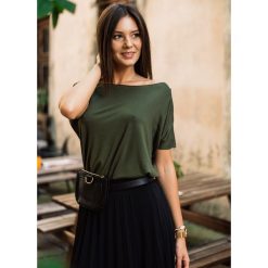 BLUZKA GIOVANNA KHAKI. Brązowe bluzki sportowe damskie Fanaberia.com, na jesień, bez wzorów, bez kołnierzyka, z długim rękawem, długie, bez kaptura. Za 59,00 zł.