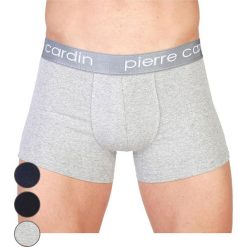 Bokserki (3 szt.) w kolorze szarym, granatowym i czarnym. Szare bokserki męskie Pierre Cardin, bez wzorów. W wyprzedaży za 79,95 zł.