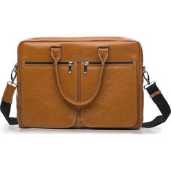 Męska torba ze skóry na ramię, laptopa ROYAL camel. Brązowe torby męskie skórzane Solier, w paski, z bawełny, eleganckie, na ramię. Za 529,00 zł.