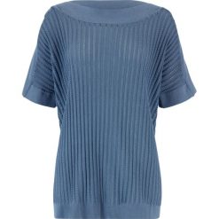 Sweter oversize bonprix indygo. Niebieskie swetry damskie bonprix, bez wzorów, bez rękawów, bez kaptura. Za 49,99 zł.
