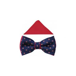 Granatowa mucha w czerwono-białe grochy A338. Czerwone muszki męskie Adam Collection - Krawaty i dodatki, na co dzień, w grochy, z poliesteru, eleganckie. Za 49,50 zł.