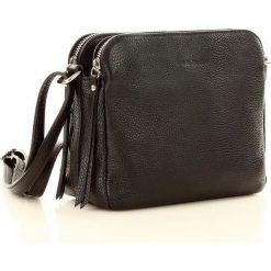 MARCO MAZZINI Torebka skórzana crossbody listonoszka dwie komory czarna. Czarne listonoszki damskie MAZZINI, na co dzień, w paski, ze skóry, bez dodatków. Za 219,00 zł.
