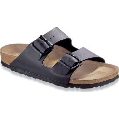 Birkenstock - Klapki Arizona Black. Czarne kapcie męskie Birkenstock, ze skóry, z paskami. Za 269,90 zł.