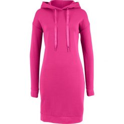 Sukienka dresowa z kapturem bonprix różowa magnolia. Różowe sukienki damskie bonprix, bez wzorów, z dresówki, z kapturem, bez rękawów. Za 99,99 zł.