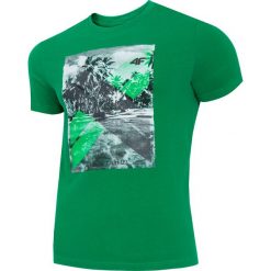 T-shirt męski TSM025A - zielony. Zielone koszulki męskie 4f, m, bez wzorów, bez kołnierzyka, bez rękawów. W wyprzedaży za 44,99 zł.