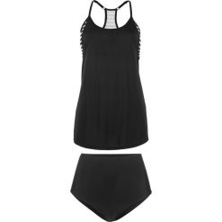 Tankini z dłuższym topem (2 części) bonprix czarno-biały. Czarne stroje kąpielowe damskie bonprix, bez wzorów. Za 129,99 zł.