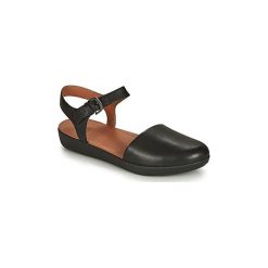 Sandały FitFlop COVA II. Czarne sandały damskie FitFlop, bez wzorów, bez obcasa, bez zapięcia. W wyprzedaży za 359,20 zł.