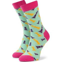 Skarpety Wysokie Unisex HAPPY SOCKS - SGAM01-7000 Kolorowy Zielony. Zielone skarpetki damskie Happy Socks, bez wzorów, z elastanu. Za 39,90 zł.