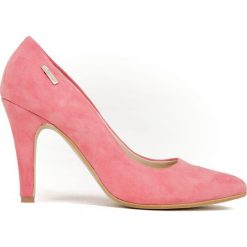 Szpilki - skóra naturalna - model 035 - kolor rose nubuk. Czerwone czółenka damskie Zapato, z nadrukiem, ze skóry, na wysokim obcasie. W wyprzedaży za 224,25 zł.