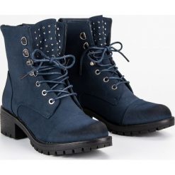 STYLOWE GRANATOWE WORKERY VINCEZA. Niebieskie botki damskie Vinceza, eleganckie, bez obcasa, bez zapięcia. Za 159,00 zł.