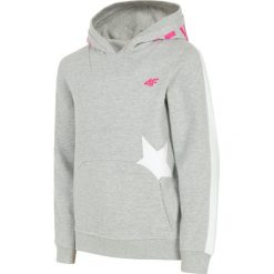 Bluza dla dużych dzieci (dziewcząt) JBLD212 - jasny szary melanż. Szare bluzy dziewczęce marki 4F JUNIOR, melanż, z bawełny. W wyprzedaży za 49,99 zł.