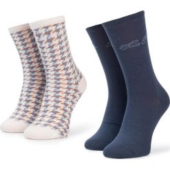 Zestaw 2 par wysokich skarpet damskich TOM TAILOR - 97130 Vintage Indigo 155. Niebieskie skarpetki damskie Tom Tailor, bez wzorów, z elastanu. Za 35,00 zł.