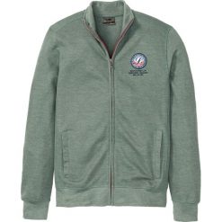 Bluza rozpinana ze stójką bonprix zielony melanż. Zielone bluzy męskie bonprix, s, z aplikacjami, ze stójką, bez rękawów, bez kaptura. Za 129,99 zł.