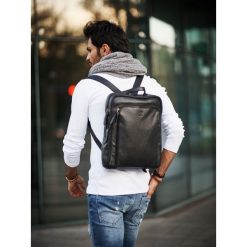 DUŻY SKÓRZANY PLECAK Z FUNKCJĄ TORBY NA LAPTOPA ALWAYS WILD. Żółte torby męskie skórzane ALWAYS WILD, w paski, ze skóry, retro. Za 249,00 zł.