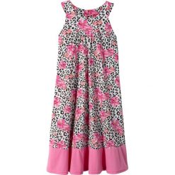 Sukienka w cętki leoparda bonprix biało-czarno-różowy. Białe sukienki dziewczęce bonprix, na lato, bez wzorów, bez rękawów. Za 44,99 zł.