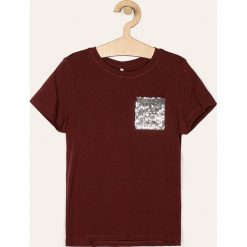 Kids Only - T-shirt dziecięcy 122-164 cm. Białe bluzki dziewczęce Kids Only, z aplikacjami, z bawełny, z okrągłym kołnierzem, z krótkim rękawem, krótkie, bez kaptura. W wyprzedaży za 49,90 zł.