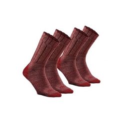 Skarpety SH100 WARM MID. Czerwone skarpetki męskie QUECHUA, z wełny. Za 29,99 zł.