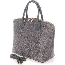 Torebki klasyczne damskie: Skórzana torebka w kolorze szarym – 34 x 28 x 14 cm