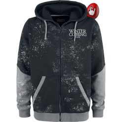 Bluzy męskie: Gra o Tron Stark – Winter Is Coming Bluza z kapturem rozpinana czarny/szary