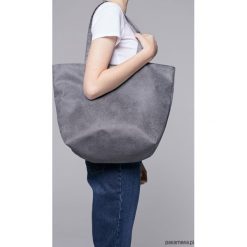 Zamszowa torba - shopper grey. Szare torby na zakupy damskie marki Pakamera, z bawełny, na ramię, zamszowe. Za 139,00 zł.