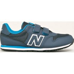 New Balance - Buty dziecięce YV500RB. Niebieskie trampki chłopięce New Balance, bez wzorów, z gumy, sportowe, z okrągłym noskiem, bez zapięcia. Za 199,90 zł.
