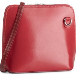 Torebka CREOLE - K10636 Rosso. Czerwone listonoszki damskie Creole, z aplikacjami, ze skóry, zdobione, bez dodatków. W wyprzedaży za 109,00 zł.